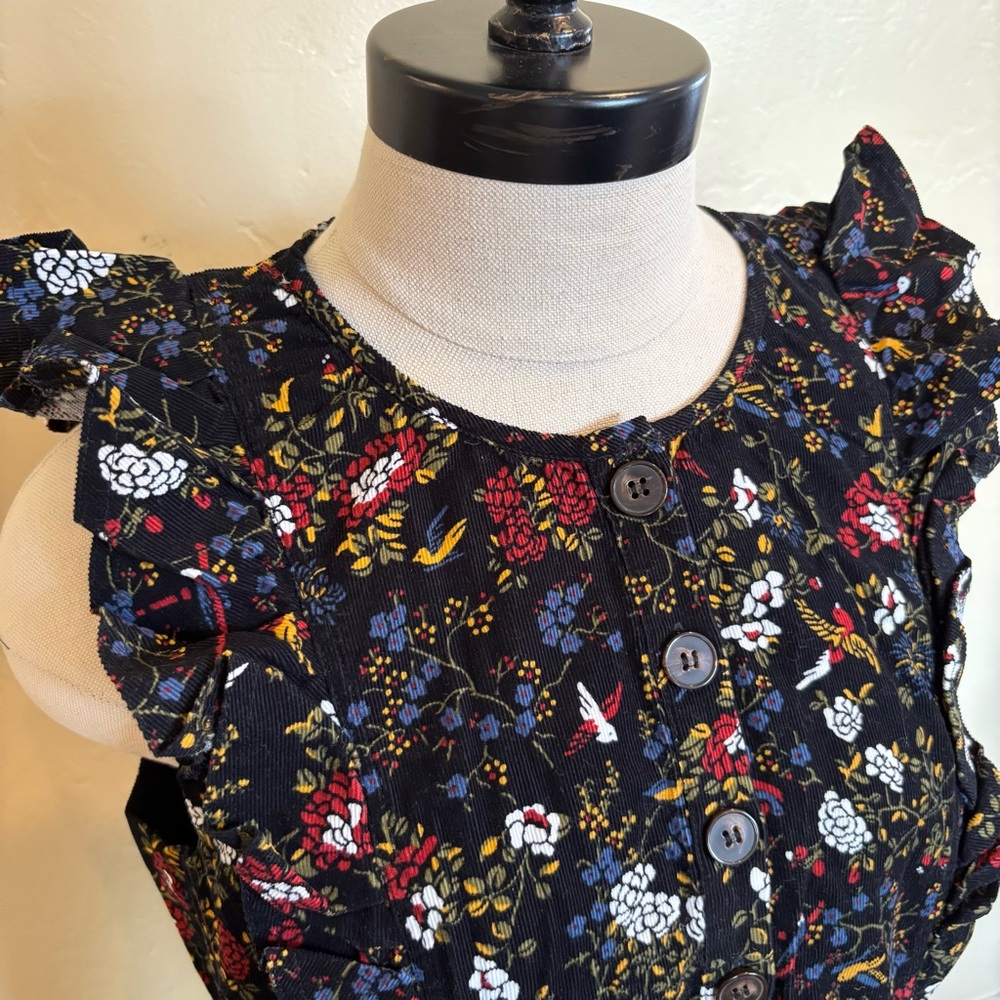 Madewell Corduroy Ruffle-Front Dress in Finch Floral Size 10 - Picture 5 of 14
